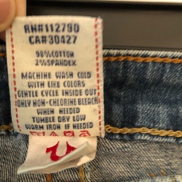 True Religion Blue Embellished Straight Jeans 25 - Picture 7 of 15